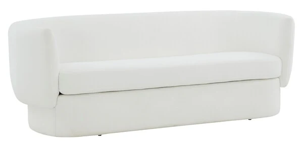 Safavieh Mariano Curved Upholstered Fabric Sofa - White - Image 4