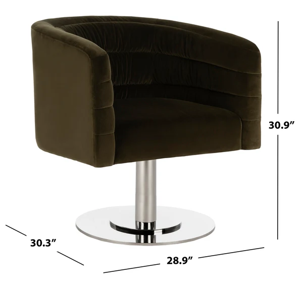 Safavieh Marie Velvet Swivel Tub Chair - Olive - Image 3
