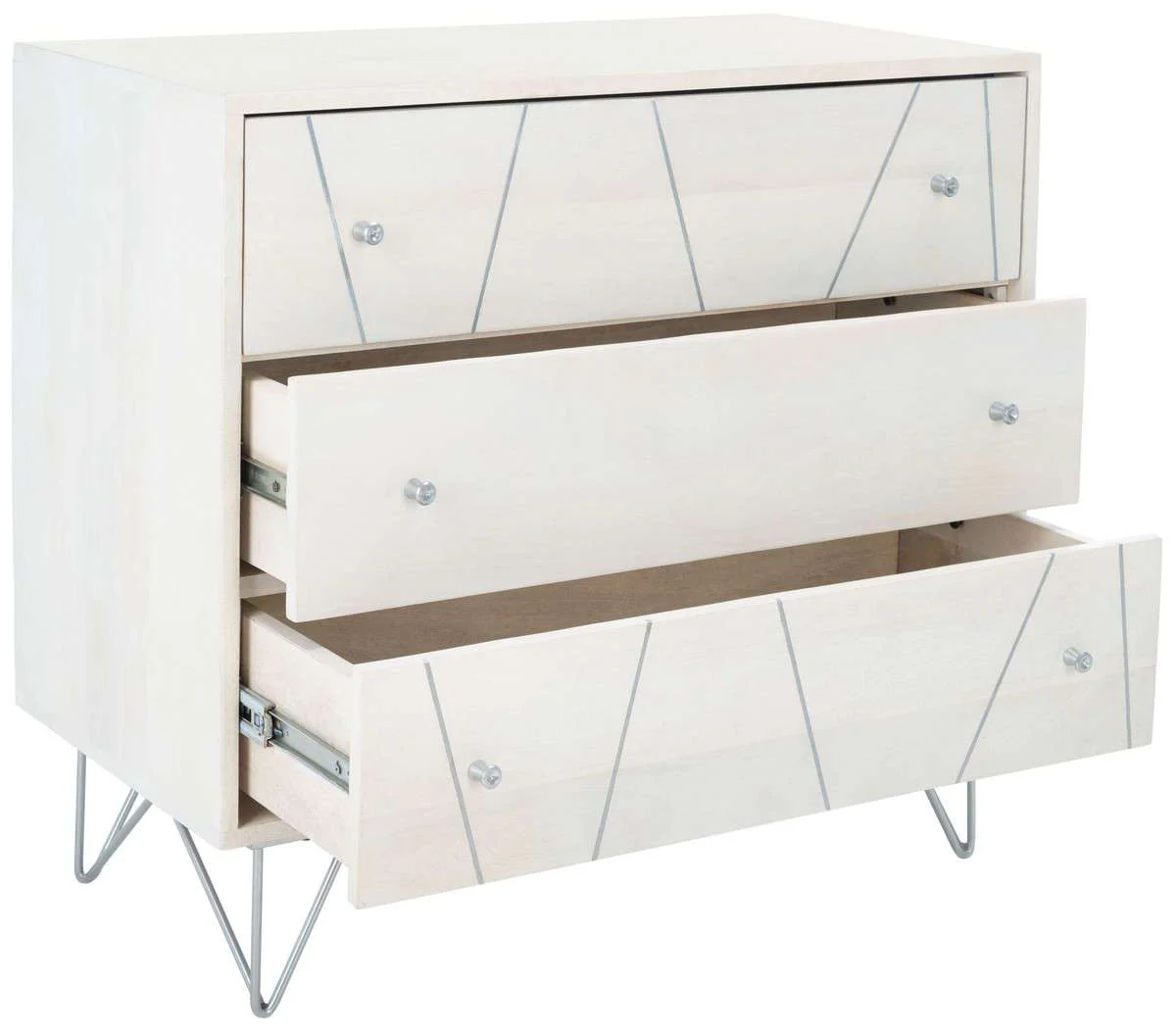 Safavieh Marigold 3 Drawer Chest - White Wash Silver - Image 3
