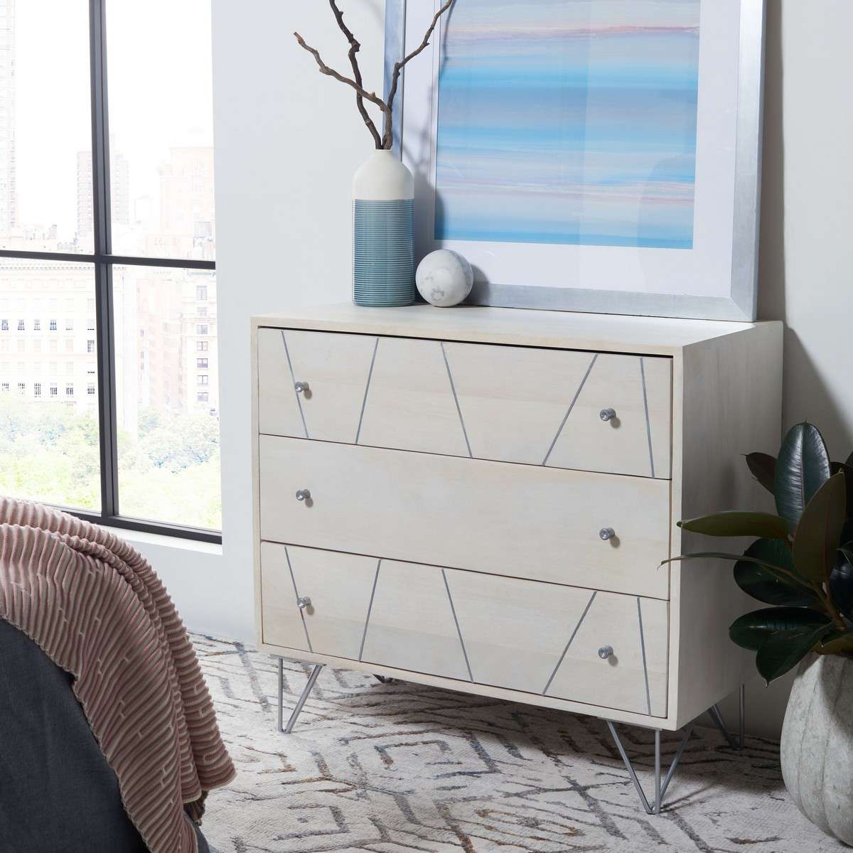 Safavieh Marigold 3 Drawer Chest - White Wash Silver - Image 4