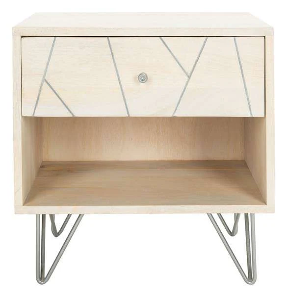 Safavieh Marigold Nightstand - White Wash With Silver - Image 2