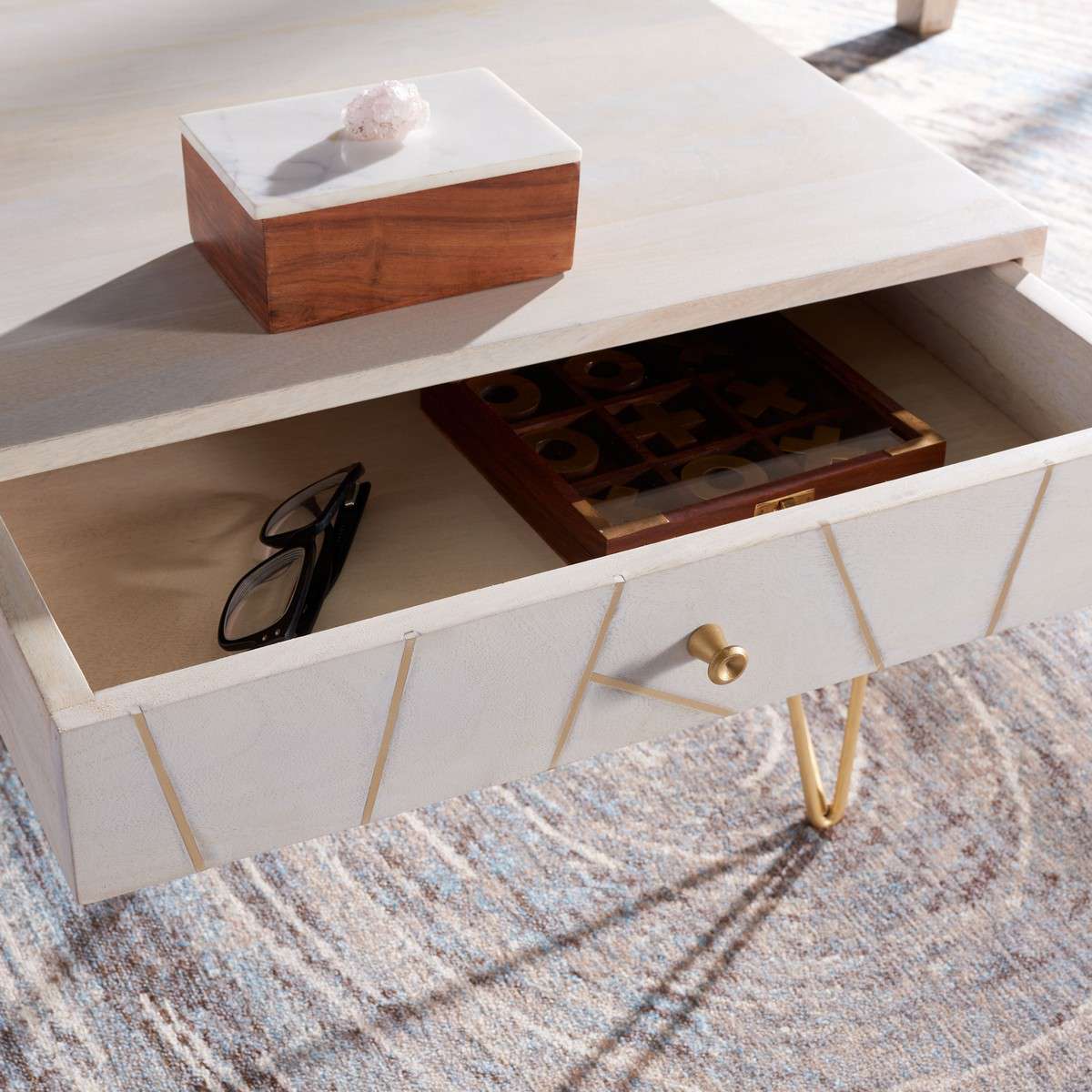 Safavieh Marigold Coffee Table - White Wash - Image 4