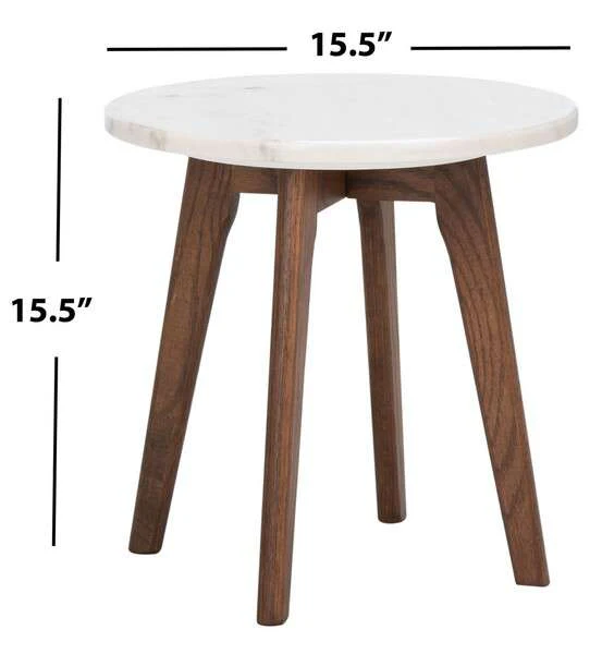 Safavieh Marini Round Marble End Table - Marble - Image 3