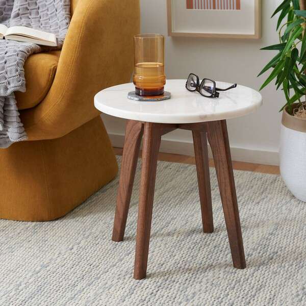 Safavieh Marini Round Marble End Table - Marble - Image 4