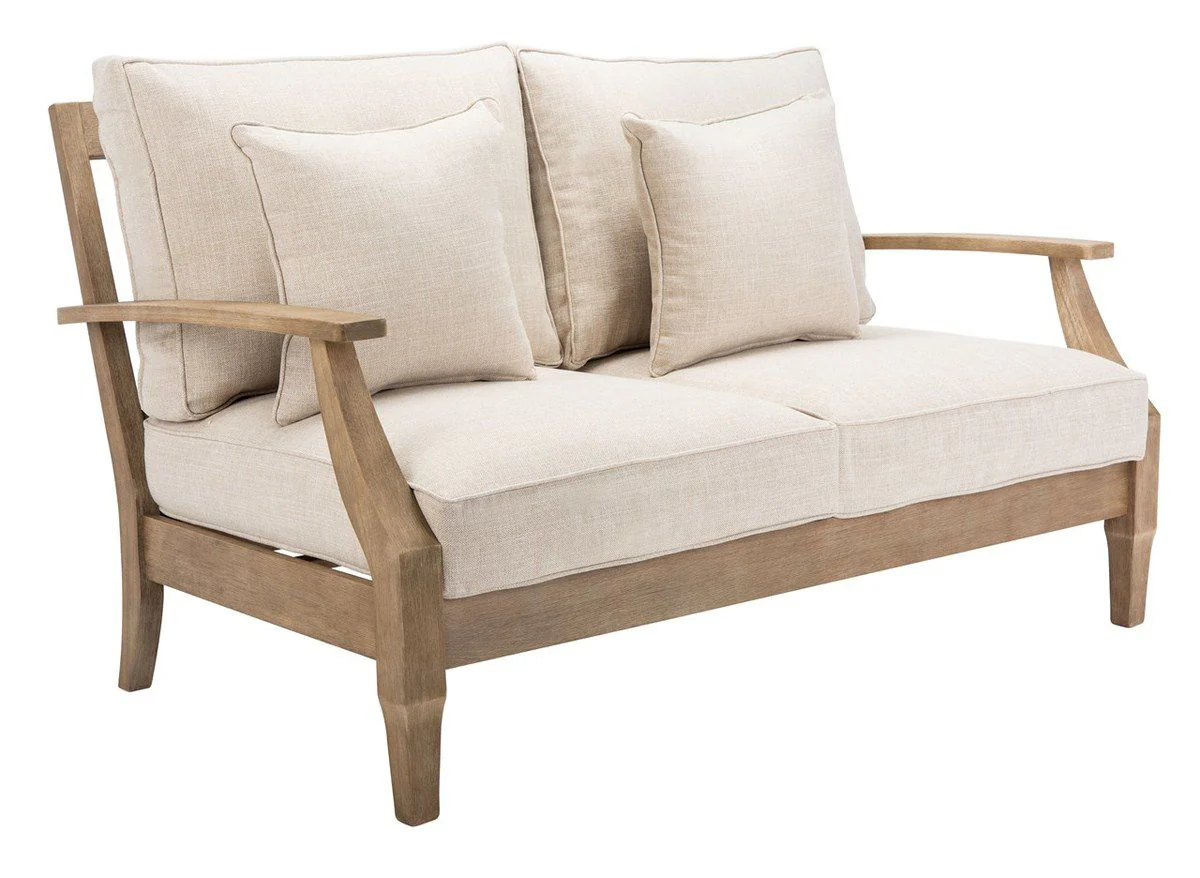 Safavieh Martinique Wood Patio Loveseat - Natural - Image 3