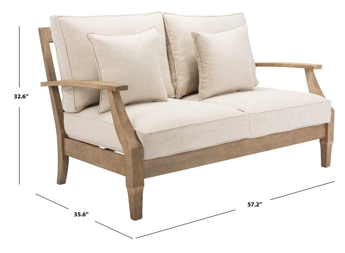 Safavieh Martinique Wood Patio Loveseat - Natural - Image 4