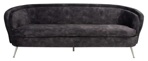 Safavieh Maryssa Curved Back Velvet Sofa - Charcoal Gray - Image 2