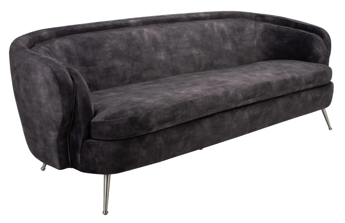 Safavieh Maryssa Curved Back Velvet Sofa - Charcoal Gray - Image 3