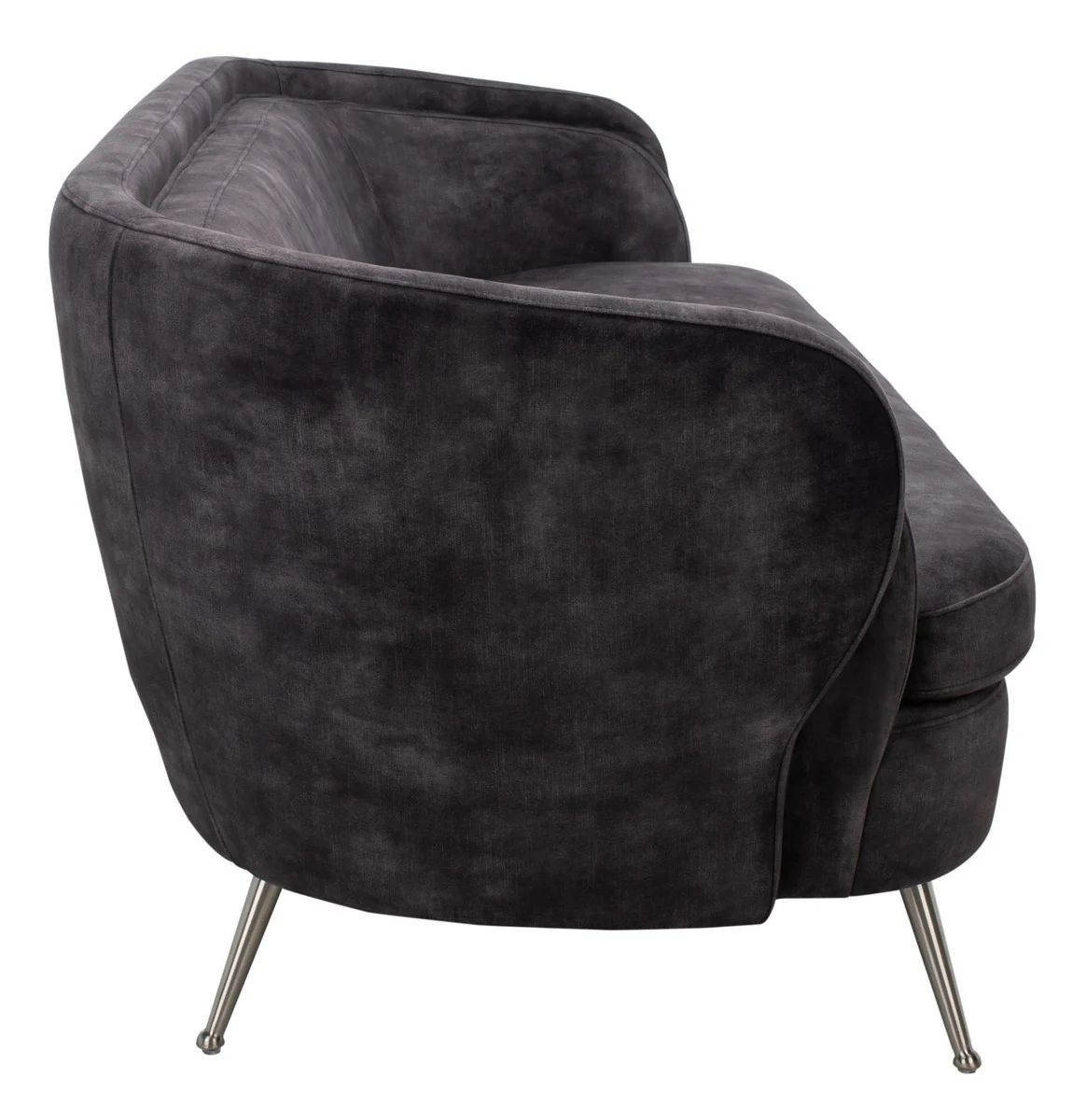 Safavieh Maryssa Curved Back Velvet Sofa - Charcoal Gray - Image 4