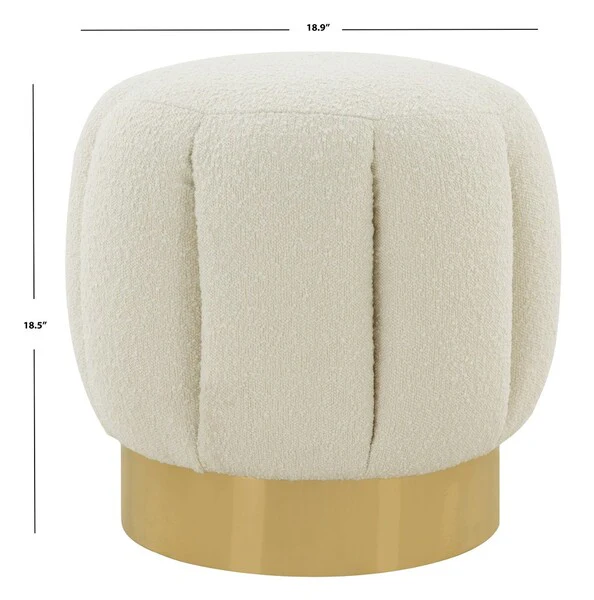 Safavieh Maxine Channel Tufted Otttoman - Ivory - Image 3