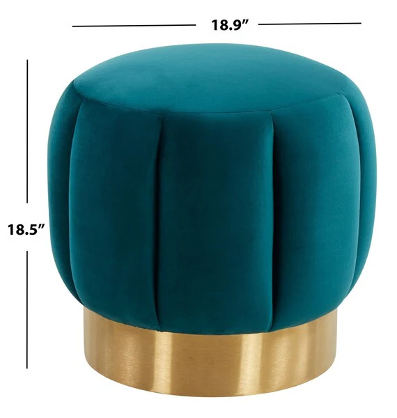 Safavieh Maxine Channel Tufted Otttoman - Petrol - Image 3