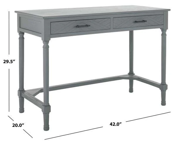 Safavieh Mckinlee 2 Drawer Desk - Distressed Gray - Image 4