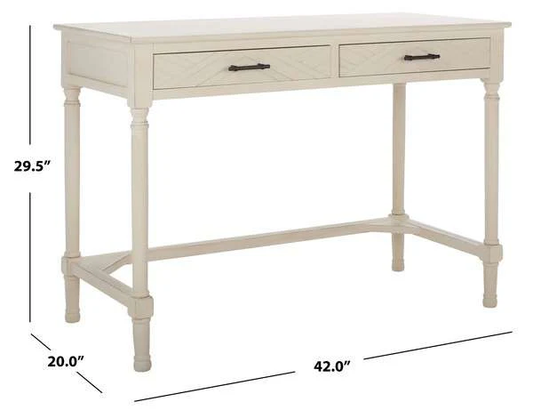 Safavieh Mckinlee 2 Drawer Desk - Distressed White - Image 4