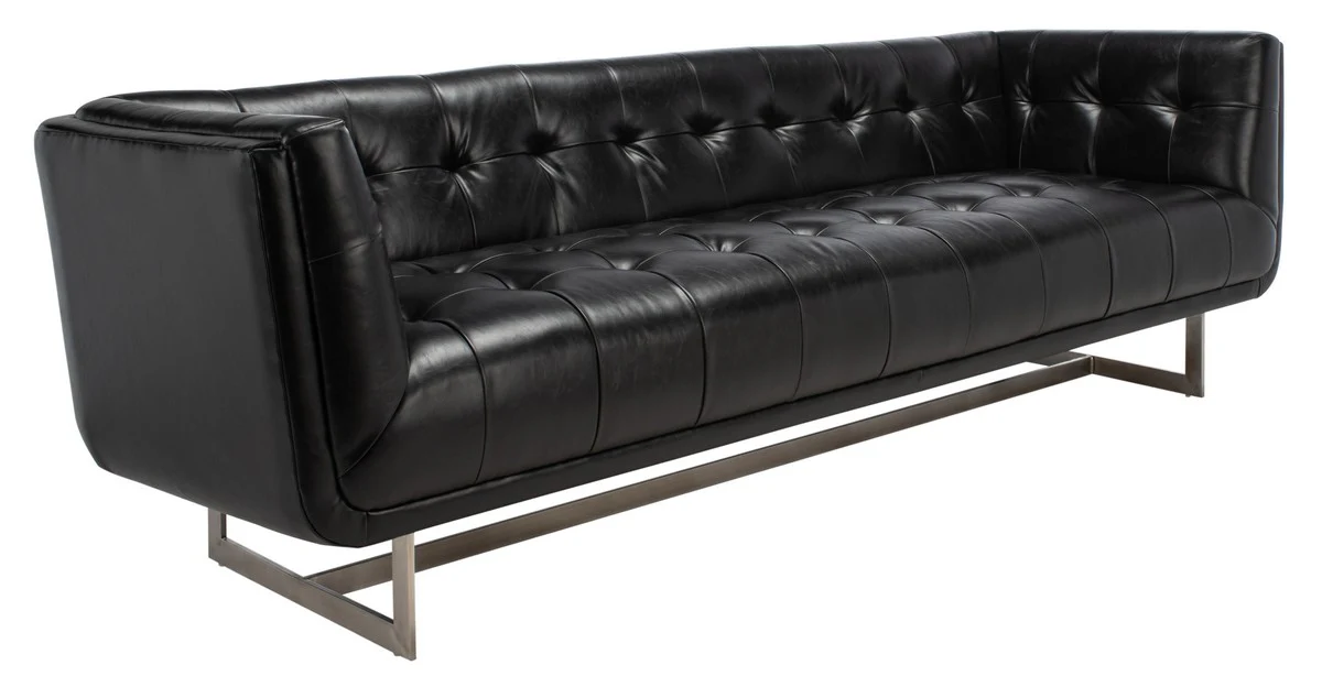 Safavieh Mcneill Tufted Leather Sofa - Black - Image 3