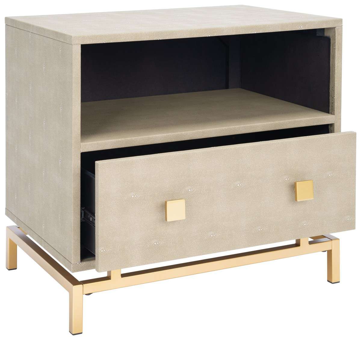 Safavieh Meilana 1 Shelf 1 Drawer Nightstand - Light Taupe - Image 2