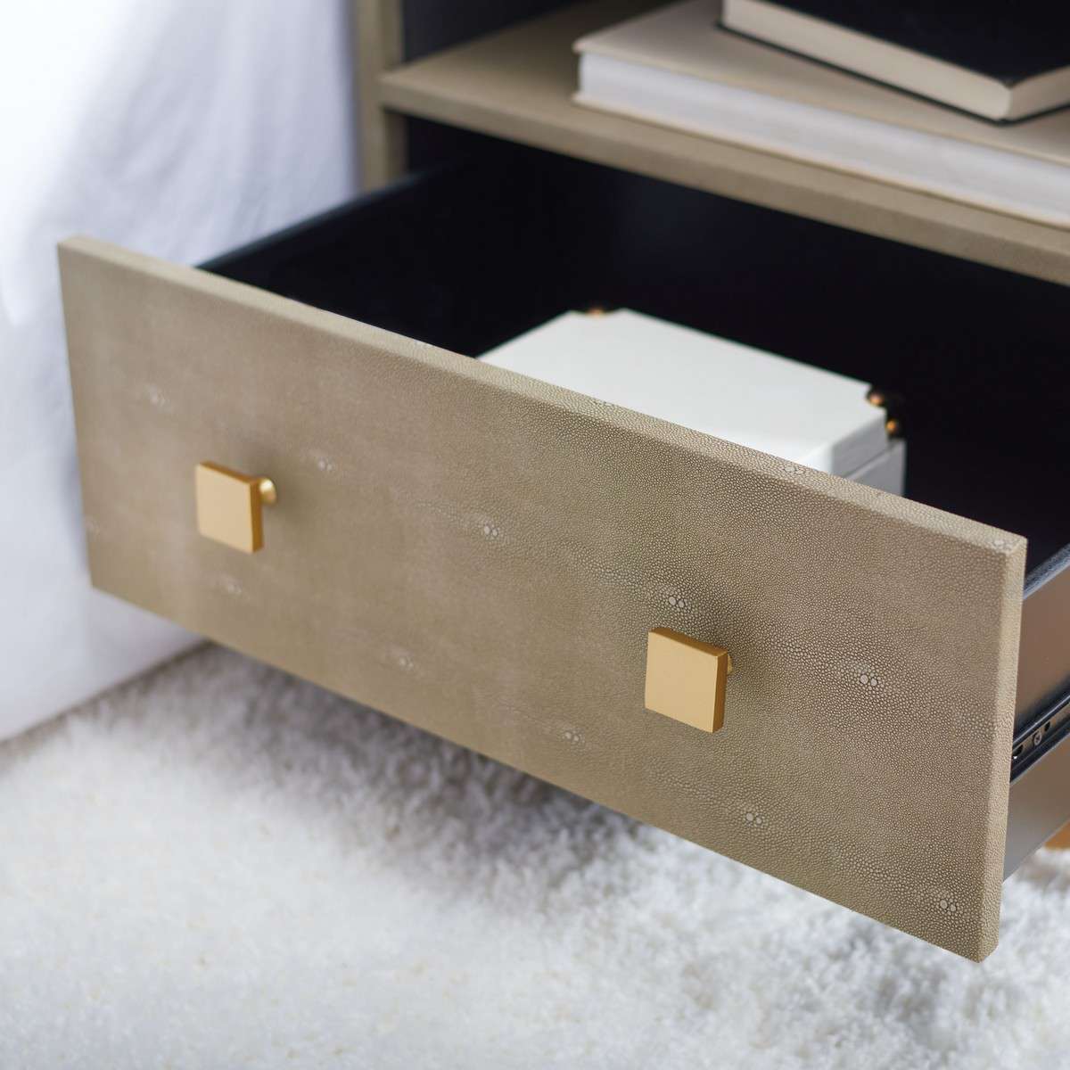 Safavieh Meilana 1 Shelf 1 Drawer Nightstand - Light Taupe - Image 3