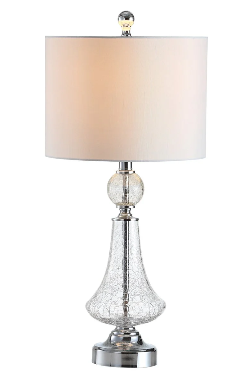 Safavieh Mercury 25.5-Inch H Crackle Glass Table Lamp/White Satin Shade Set Of 2 - Clear - Image 3