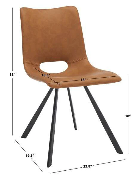 Safavieh Mika Dining Chair Set Of 2 - Cognac - Image 3