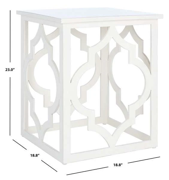 Safavieh Milo Trellis Gold Leaf End Table - Cream - Image 4