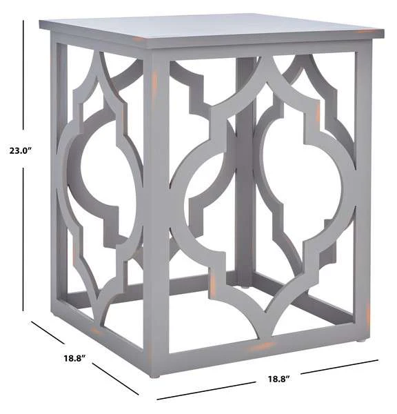 Safavieh Milo Trellis Gold Leaf End Table - Taupe - Image 4