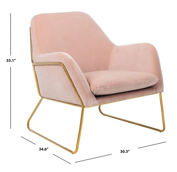 Safavieh Misty Metal Frame Accent Chair - Blush - Image 4