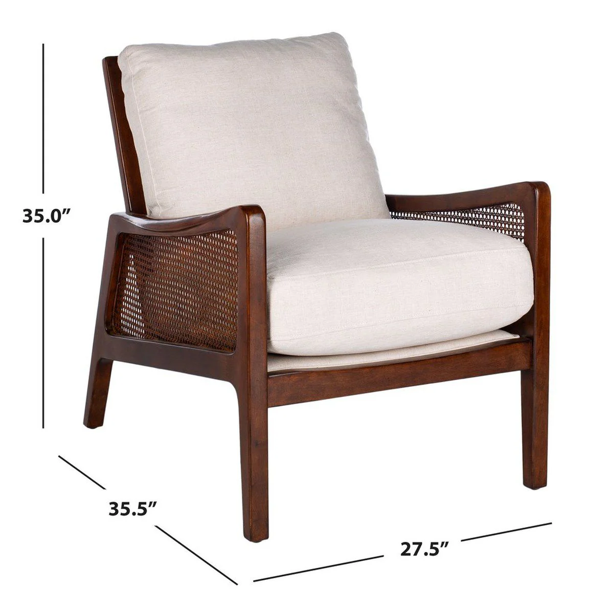 Safavieh Moretti Wood Frame Accent Chai - Oatmeal - Image 4