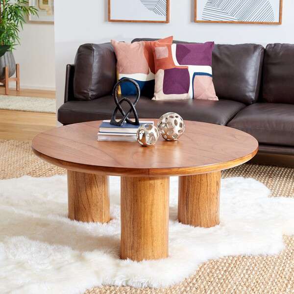 Safavieh Mork 3 Leg Round Coffee Table - Natural - Image 4