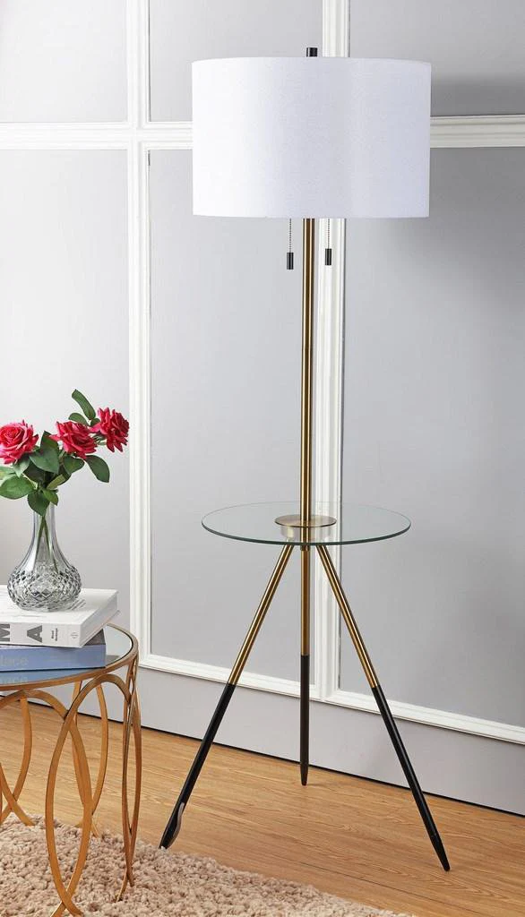 Safavieh Morrison Floor Lamp Side Table - Brass Gold - Image 2