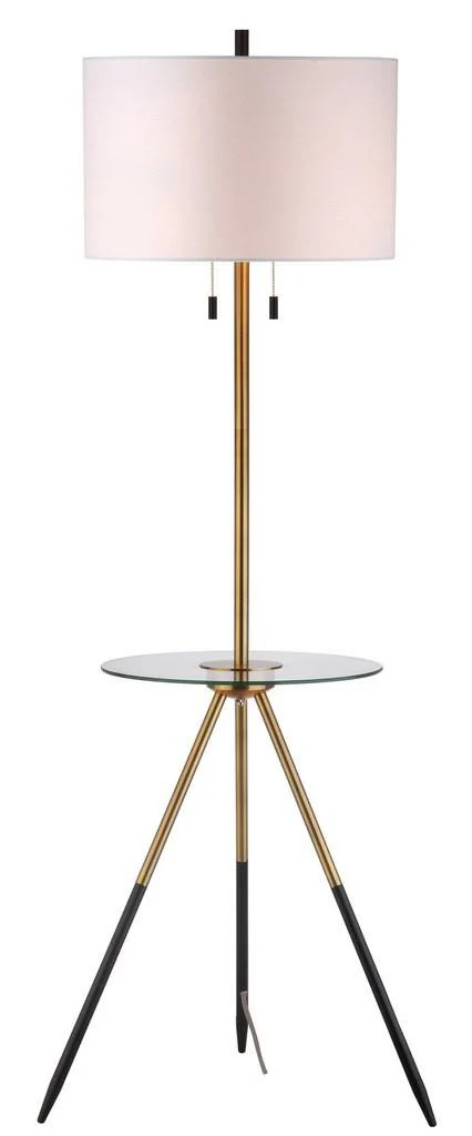 Safavieh Morrison Floor Lamp Side Table - Brass Gold - Image 3