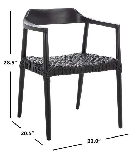Safavieh Munro Leather Woven Accent Chair - Black (Sungkai Wood Frame) - Image 3