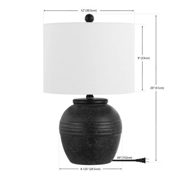 Safavieh Naturi, 20 Inch, Black, Ceramic Table Lamp - Black - Image 3