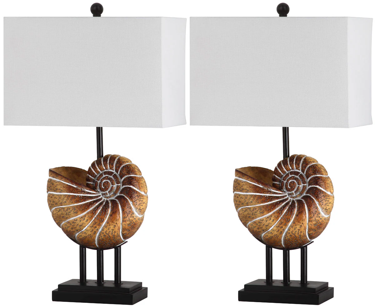 Safavieh Nautilus 28-Inch H Shell Table Lamp Set Of 2 - Light Brown - Image 3