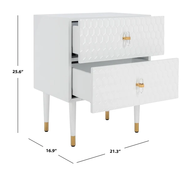 Safavieh Neptune 2 Drawer Side Table - White - Image 3