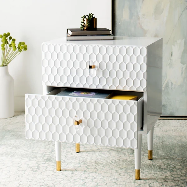 Safavieh Neptune 2 Drawer Side Table - White - Image 5