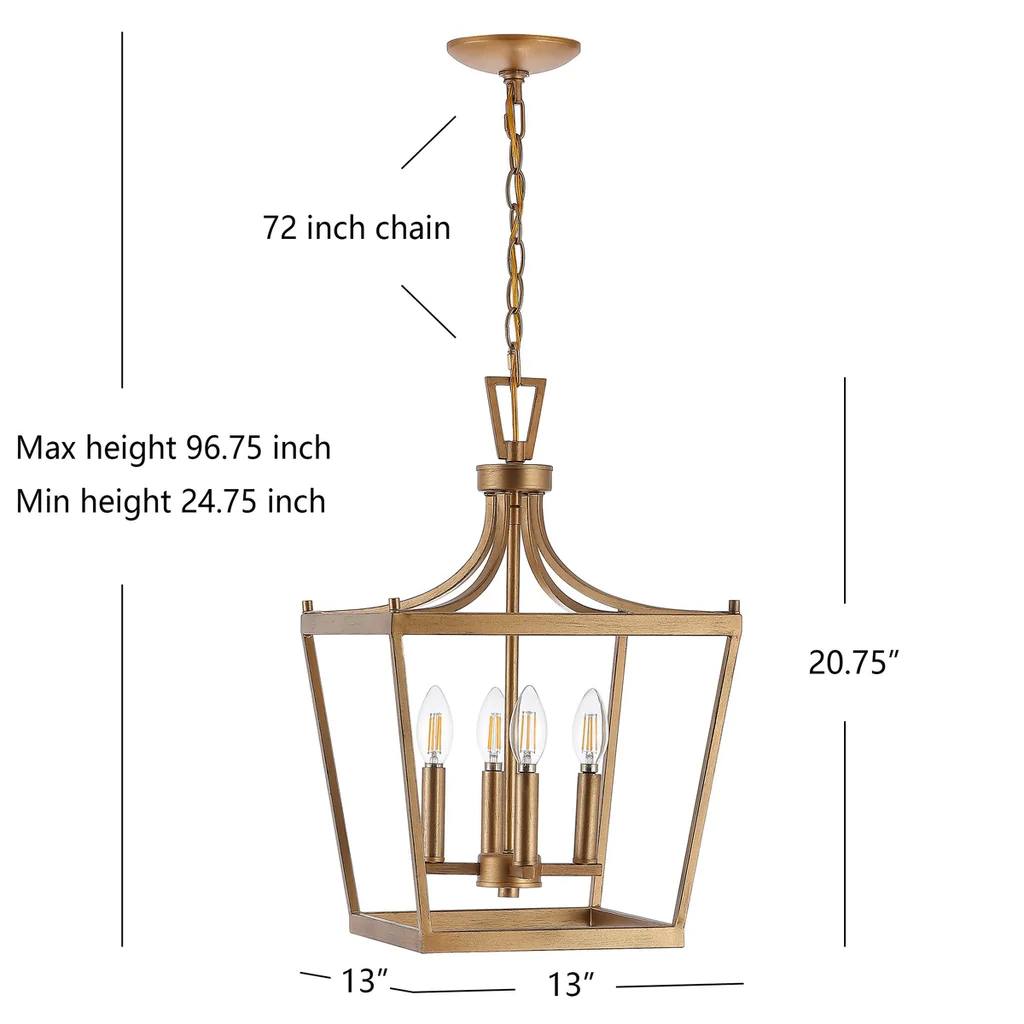 Safavieh Nichi 4Lt Pendant - Gold Painted - Image 4