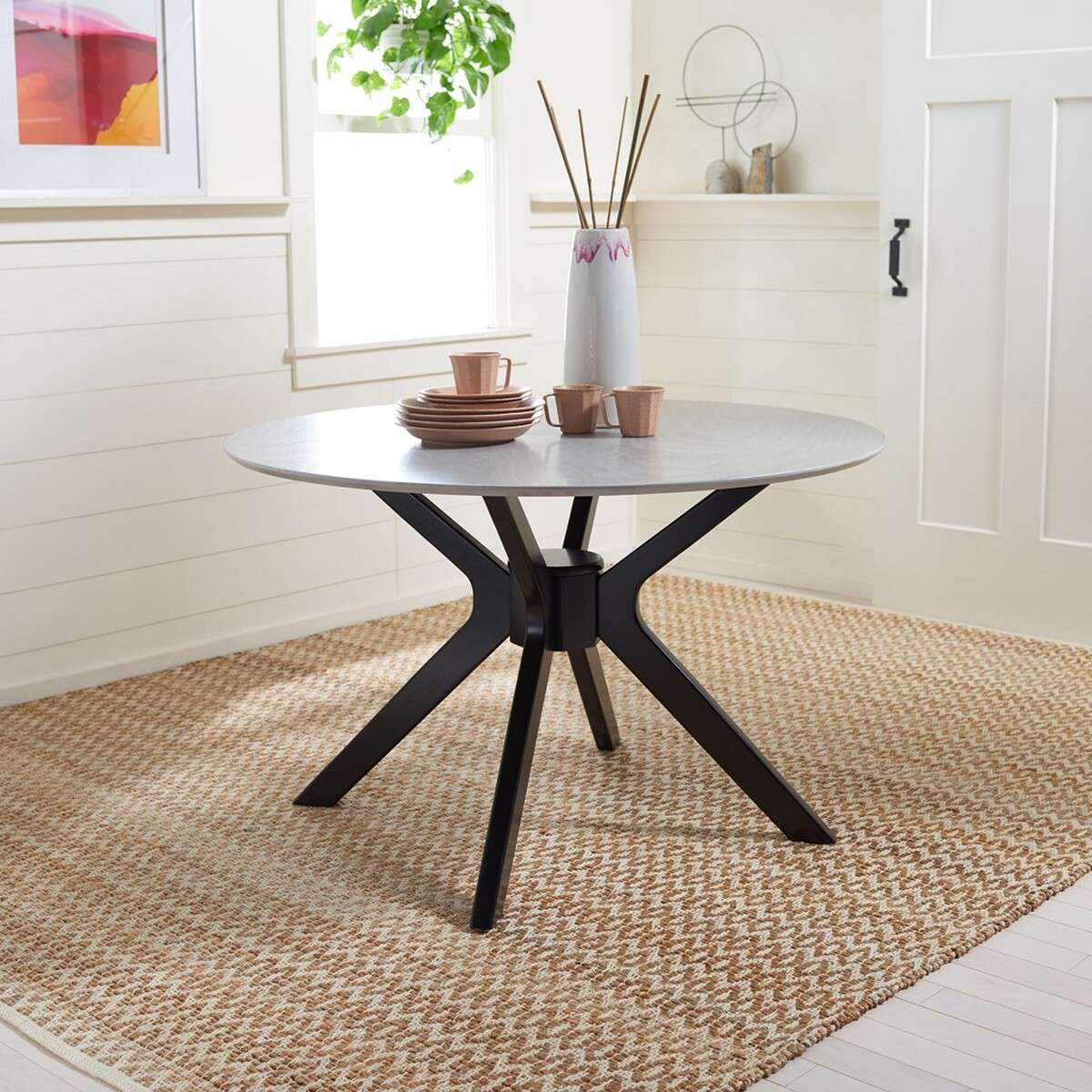 Safavieh Nicolai Round Dining Table - Dark Gray - Image 4