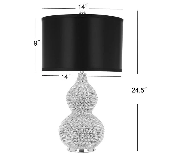 Safavieh Nicole, 24.5 Inch, Silver, Resin/Iron Table Lamp Set Of 2 W/ Usb Port ‰ÛÒ Black Shades? Set Of 2 - Silver - Image 3