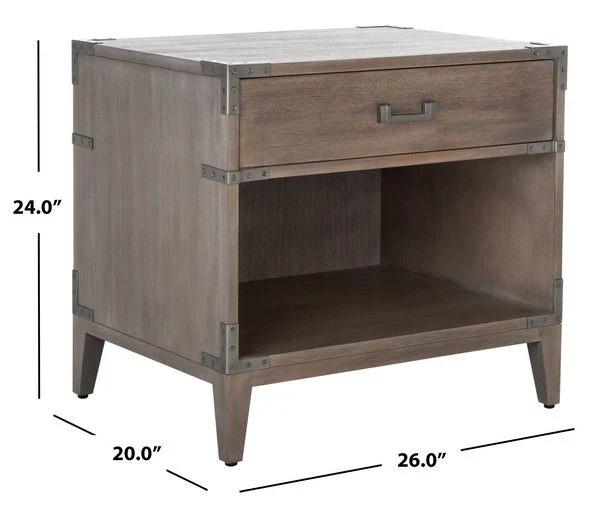 Safavieh Nisha 1 Drawer Wood Nightstand - Light Brown - Image 3