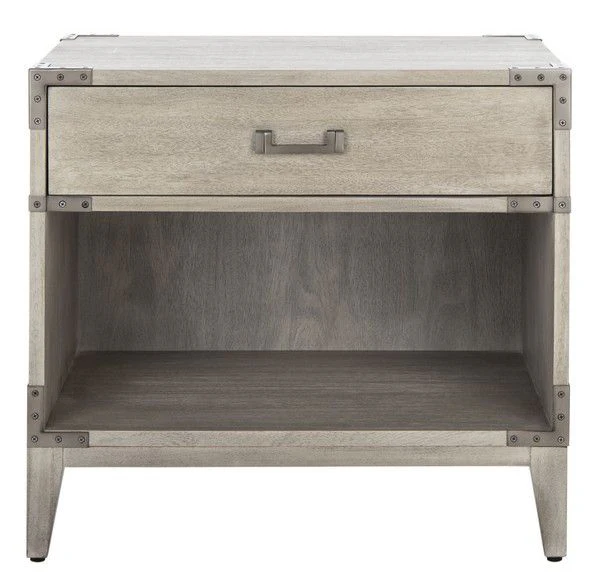 Safavieh Nisha 1 Drawer Wood Nightstand - Light Gray - Image 2