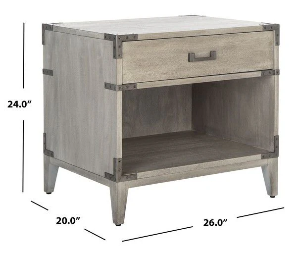 Safavieh Nisha 1 Drawer Wood Nightstand - Light Gray - Image 3