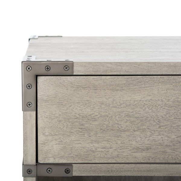 Safavieh Nisha 1 Drawer Wood Nightstand - Light Gray - Image 4