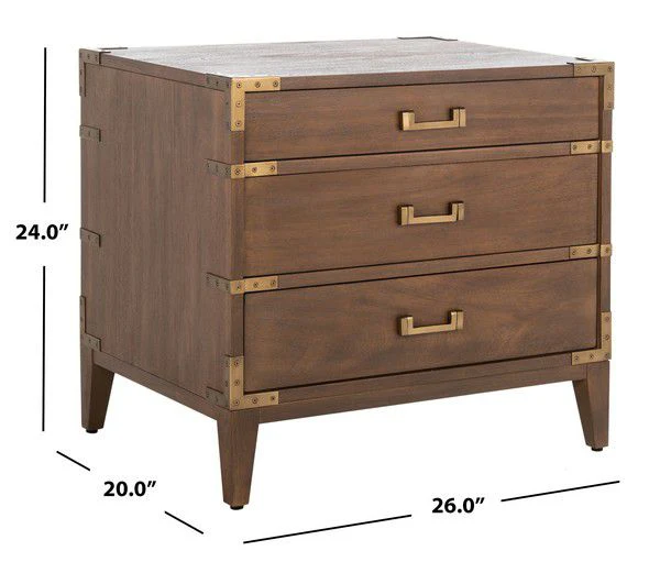 Safavieh Nisha 3 Drawer Wood Nightstand - Brown - Image 3