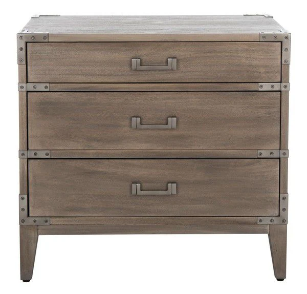 Safavieh Nisha 3 Drawer Wood Nightstand - Light Brown - Image 2