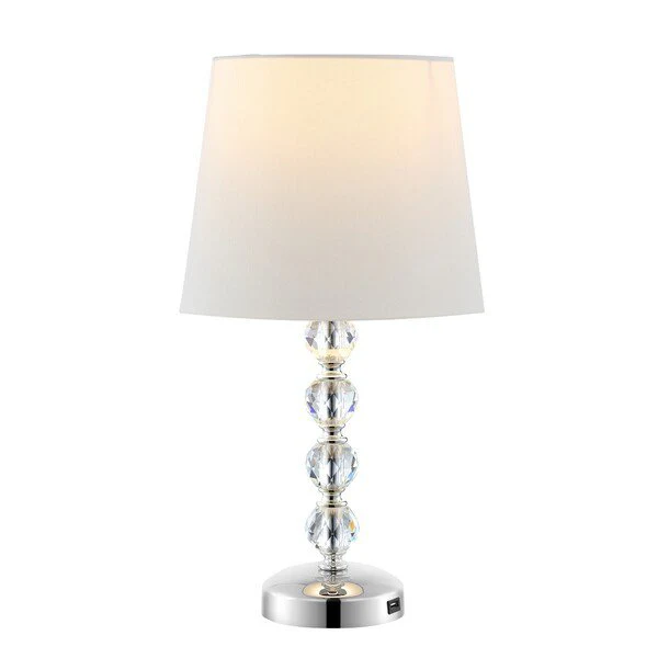 Safavieh Nola, 17 Inch, Clear/Chrome, Crystal/Iron Table Lamp Set Of 2 W/ Usb Port? Set Of 2 - Clear - Image 2