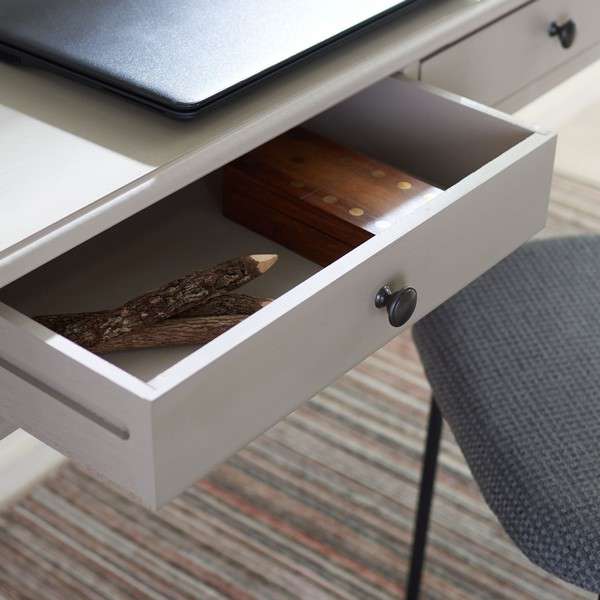 Safavieh O' Mara 2 Drawer Desk - Taupe - Image 3