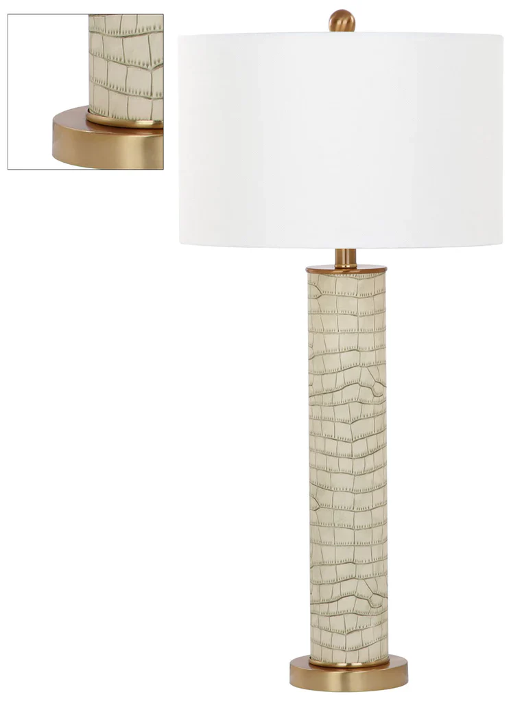 Safavieh Ollie 31.5-Inch H Faux Alligator Table Lamp Set Of 2 - Cream - Image 4