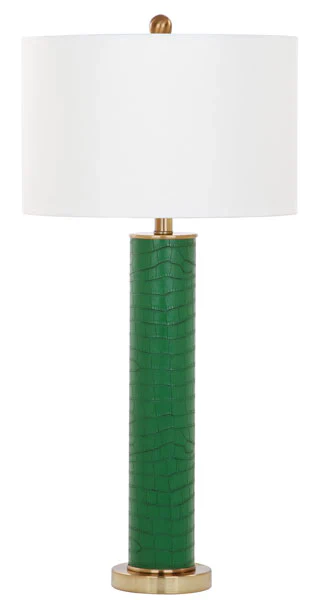 Safavieh Ollie 31.5-Inch H Faux Alligator Table Lamp Set Of 2 - Dark Green - Image 2