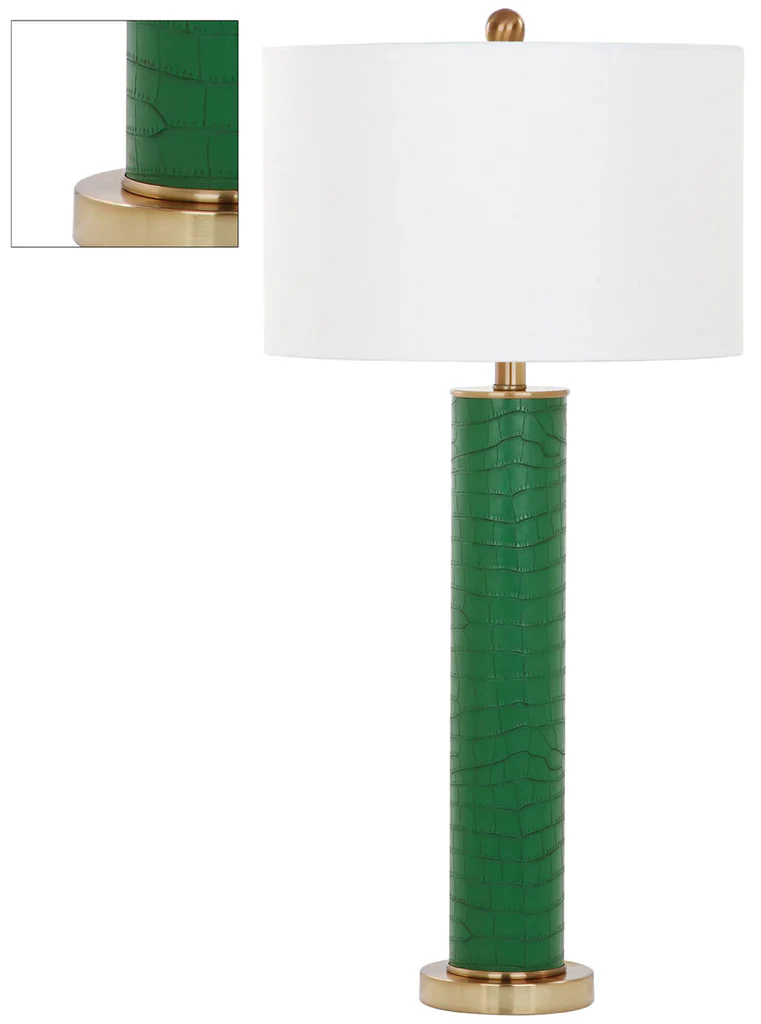 Safavieh Ollie 31.5-Inch H Faux Alligator Table Lamp Set Of 2 - Dark Green - Image 4