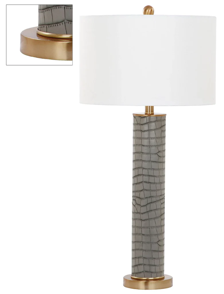 Safavieh Ollie 31.5-Inch H Faux Alligator Table Lamp Set Of 2 - Grey - Image 4