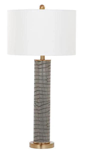 Safavieh Ollie 31.5-Inch H Faux Alligator Table Lamp Set Of 2 - Grey - Image 5